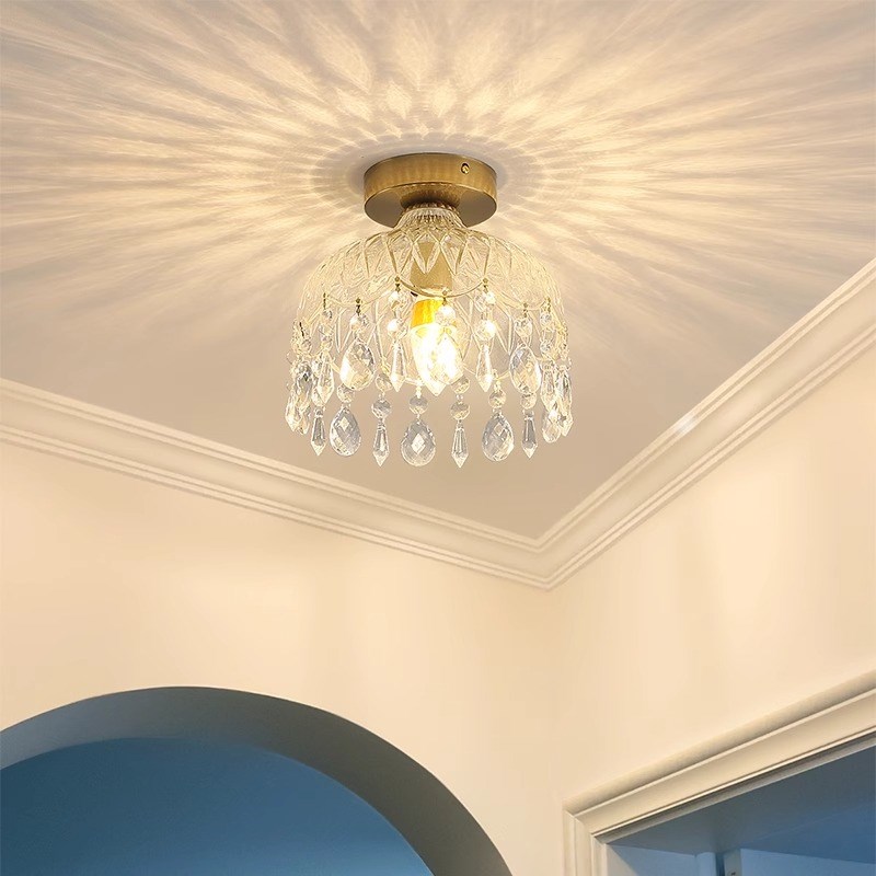 法式中古风d过道吸顶灯设计感氛围灯走廊过道灯吧台吸顶玻璃吊灯