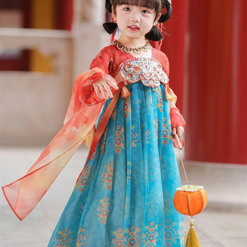 汉服女童2025春秋款儿t童中国风仙气表演服连衣裙女宝宝古装襦裙