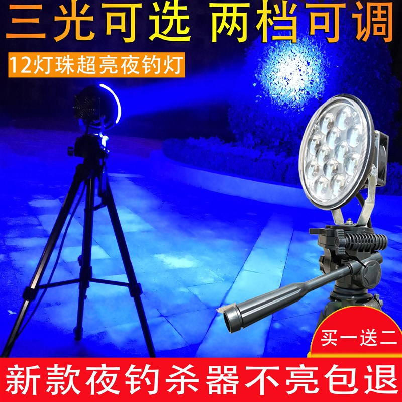 鲫鱼夜钓灯钓鱼灯 氙气灯超亮u12VLED灯200瓦大功率蓝光暖光诱鱼