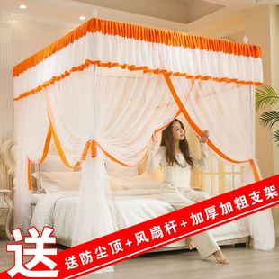 蚊帐帐纱加密通用加厚粗支架1.2米1.8床家用三开门防尘顶 防摔新款