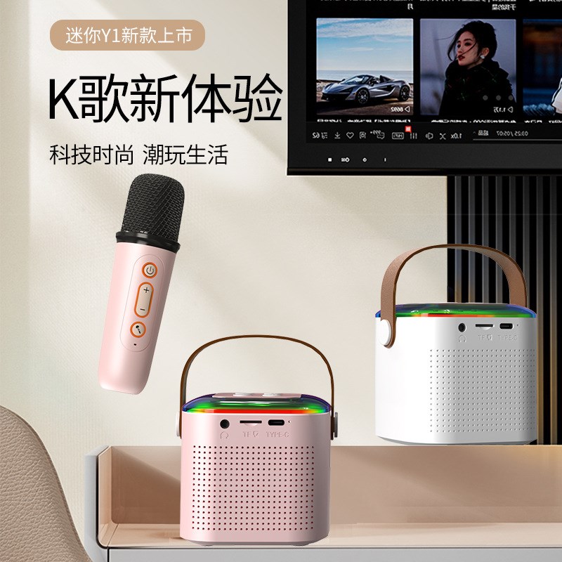 便携式蓝牙音箱家用无线k歌音响带话筒麦克风户外唱歌小型家庭ktv