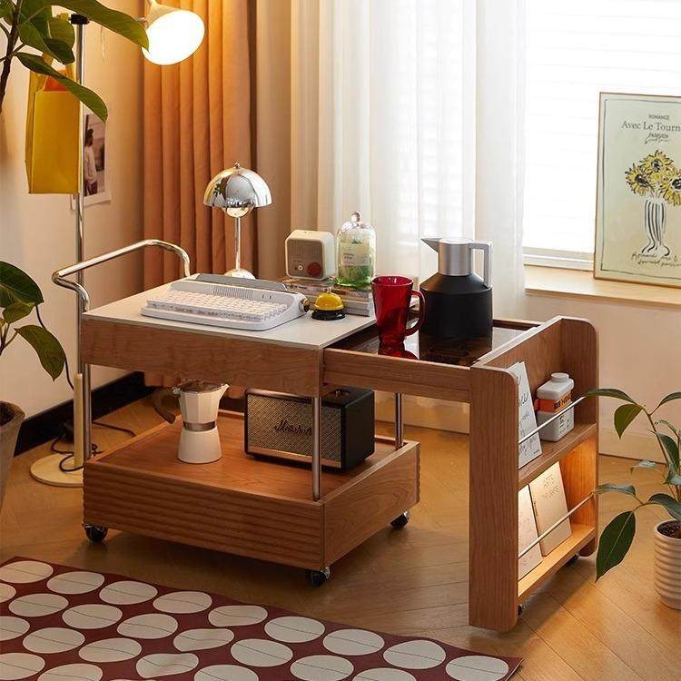 樱桃木可移动伸缩岩板茶桌茶几实木客厅沙发小桌子围炉煮茶柜日式,鲜花速递/花卉仿真/绿植园艺,割草机/草坪机,淘宝优惠券,粉丝福利购,淘宝优惠卷