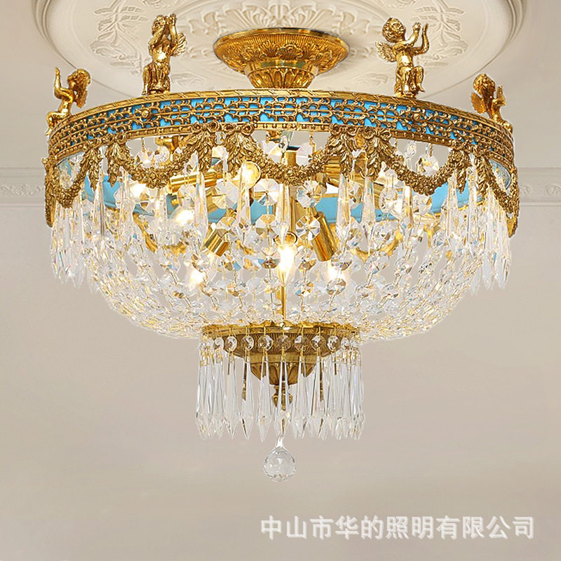 法式轻奢全铜水晶吸顶灯