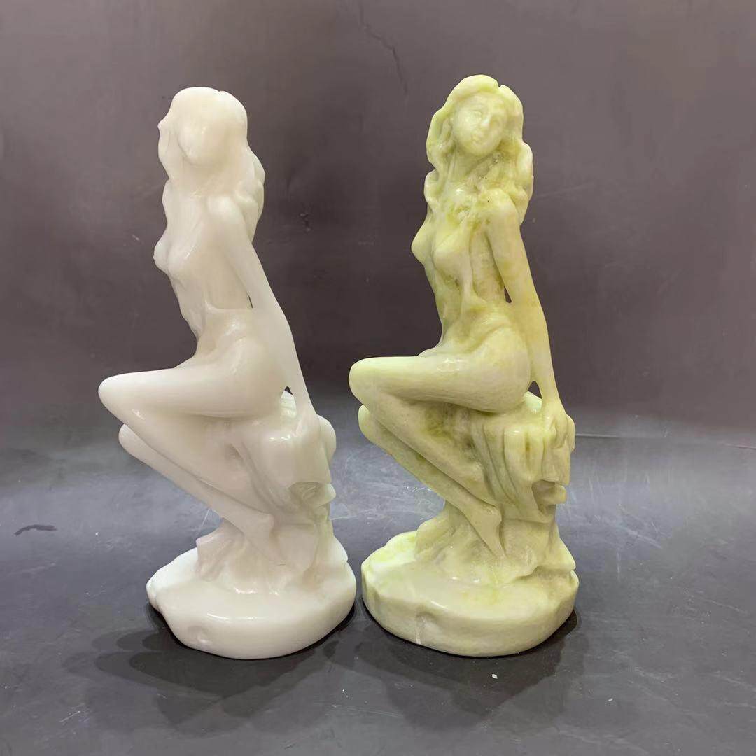 玉雕工艺品辽宁岫玉美女摆件家居办公桌酒柜装饰品立体人像摆件