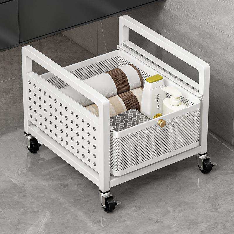 浴室柜下脏衣篮可移动带轮置物架小推车简约风卫生间多层杂物收纳