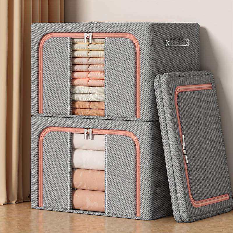 收纳箱专用大容量特大号棉麻折叠钢架防潮收纳袋衣服衣柜储存宿舍