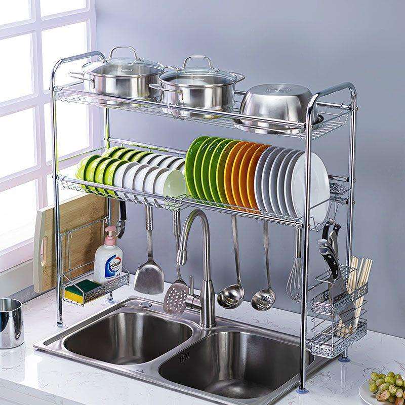 水槽置物架沥水架厨房碗碟不锈钢收纳洗水池上方用品家用大全