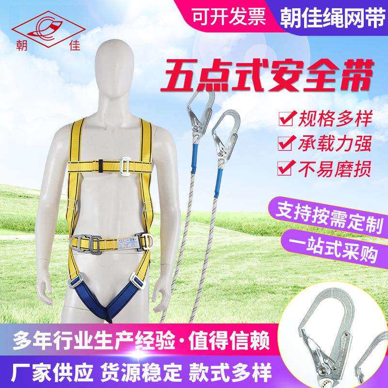 厂家直销欧款五点式缓冲双绳大挂钩安全带电工架子工安全带