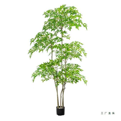 南天竹仿真绿植室内大型落地高端轻奢盆栽室内装饰品仿生假树摆件