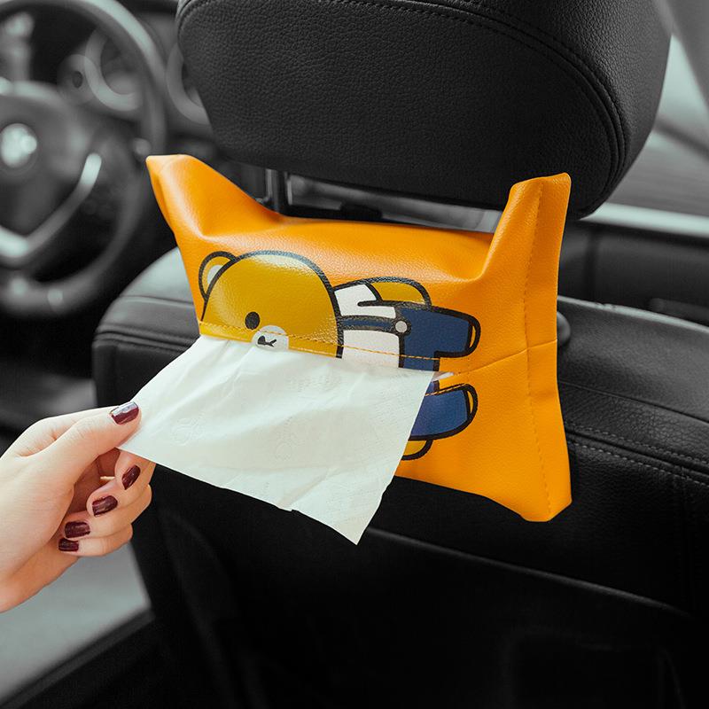 车载纸巾盒挂式可爱卡通车内抽纸盒后座汽车抽纸盒创意网红抽纸盒
