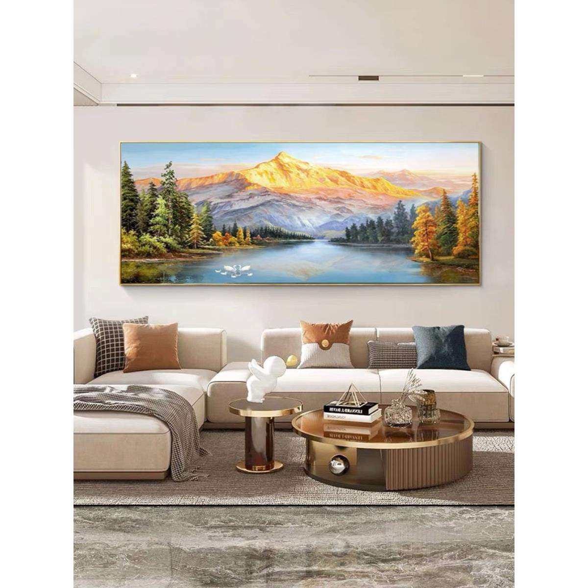 日照金山手绘油画山水风景聚宝盆客厅装饰画欧式美式壁画挂画,鲜花速递/花卉仿真/绿植园艺,割草机/草坪机,淘宝优惠券,粉丝福利购,淘宝优惠卷