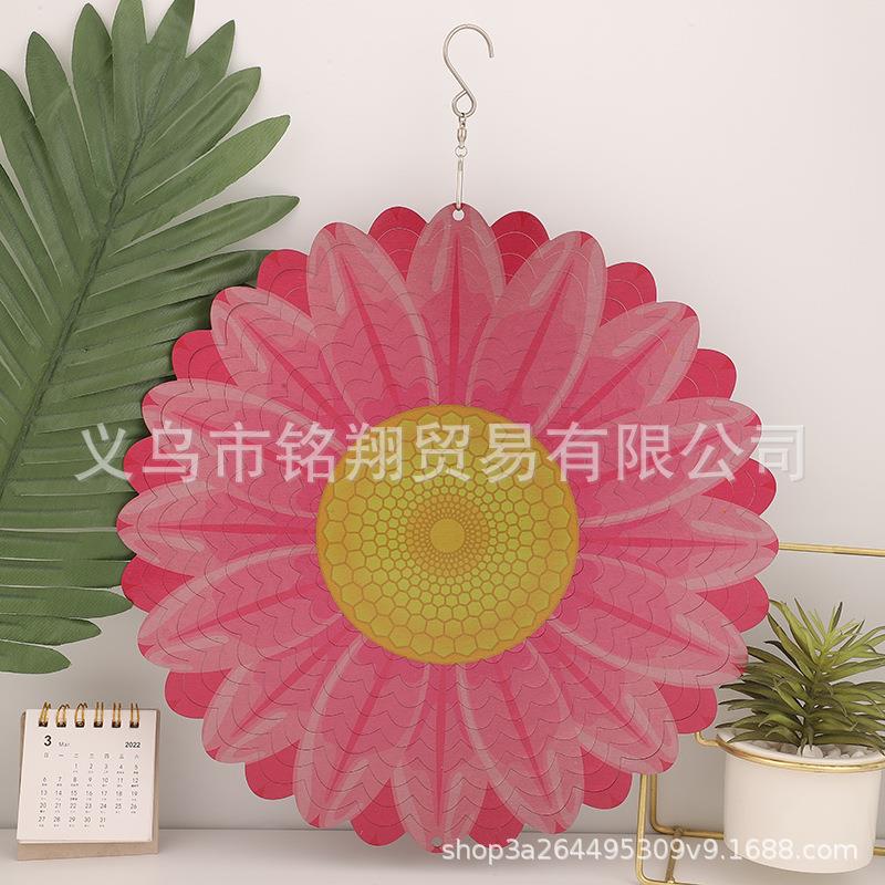 厂家直供跨境家居装饰壁挂花朵 不锈钢旋转风铃 派对挂饰蜂巢风转