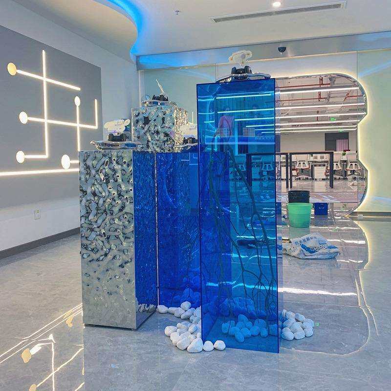 服装店中岛展示架高低流水台亚克力橱窗四方鞋包道具展示台模特架