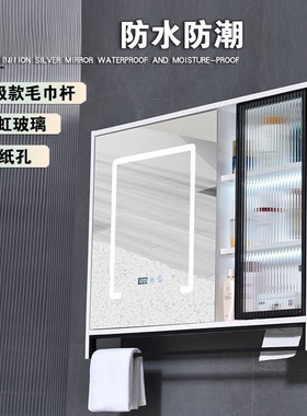 eQp实木镜柜卫生间镜柜智能挂墙式化妆单独毛巾收纳置物架墙上