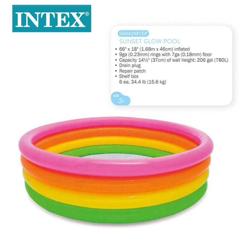 INTEX56441荧光四环充气水池儿童家庭游泳池充气玩具池批发