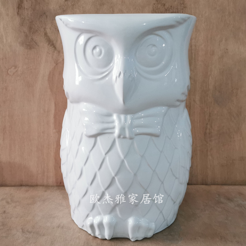 潮流彩绘陶瓷凳可爱猫头鹰换鞋凳家居风格时尚凳子陶瓷鼓凳