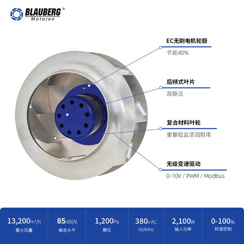 德国博乐后向离心风机400mm无菌隔离器风机新能源散热风机