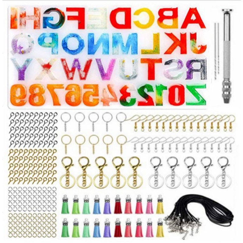 字母数字水晶滴胶模具套装环氧树脂字母流苏饰品配件硅胶模具套装