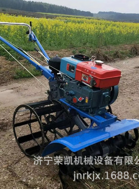 新款水田打浆松土手扶拖拉机前置旋耕机铁轮四驱耕耘机手扶拖拉机