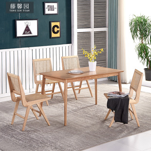 厂家批发藤制古典北欧家具 竹藤餐桌休闲藤编桌椅 加定工制餐桌椅