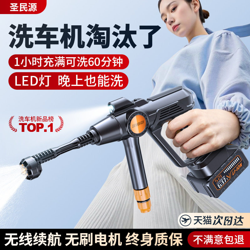 无线洗车机洗车高压水枪车家用洗地增压电动水抢锂电神器无刷电机