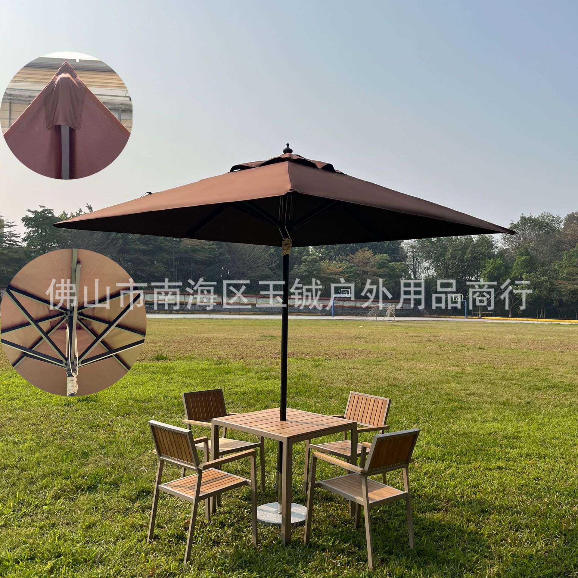 户外方伞铝合金伞架防水喷涂黑色景观配织布套色沙滩休闲遮阳伞