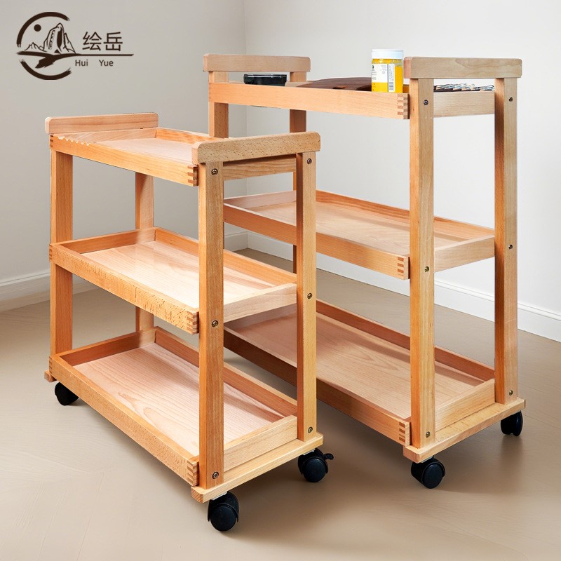 多功能画车美术生专用油画工具车移动画具收纳推车三层颜料置物架