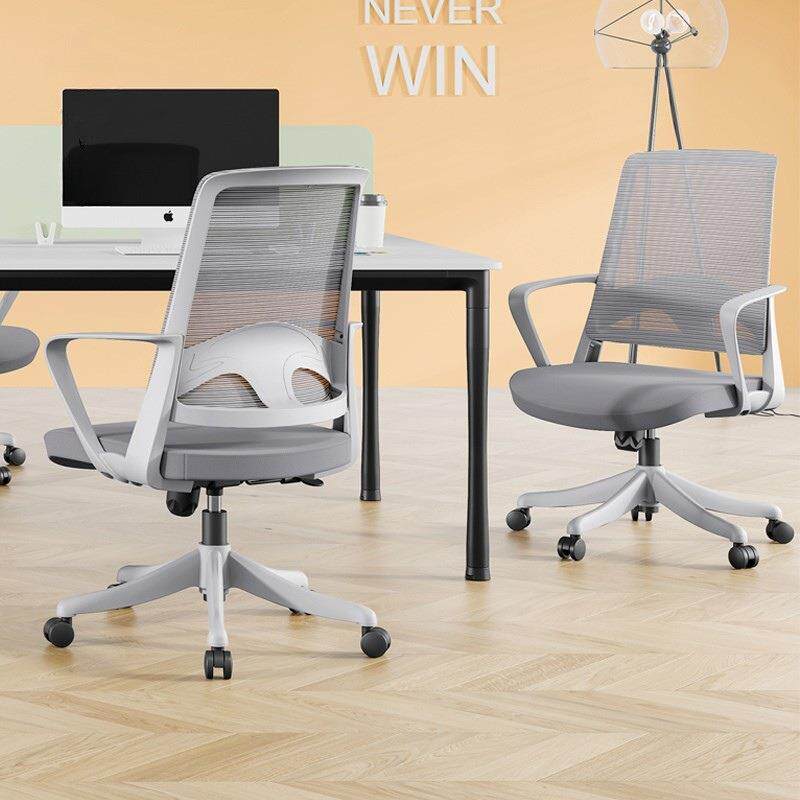 灰色职员椅舒适久坐转椅工位万向轮座椅员工电脑椅办公椅升降椅子