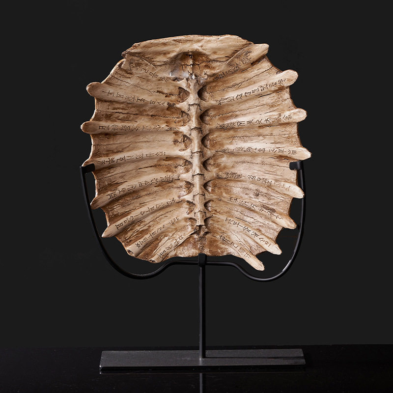 中式高端仿古化石甲骨文龟背创意摆件桌面办公室工艺品装饰品