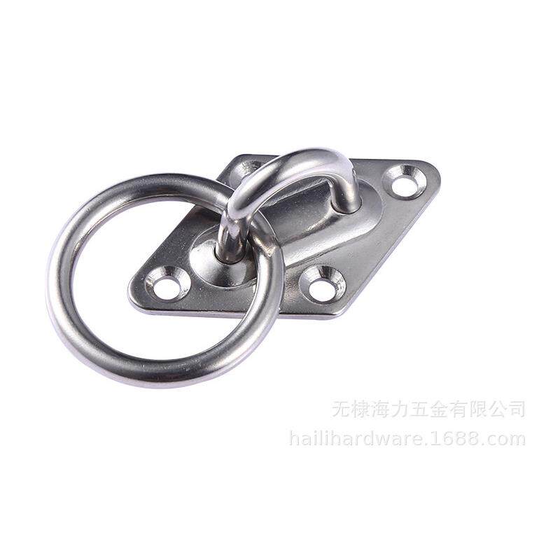 不锈钢316菱形门扣船栓座遮阳帆游艇配件不锈钢固定扣带圆环