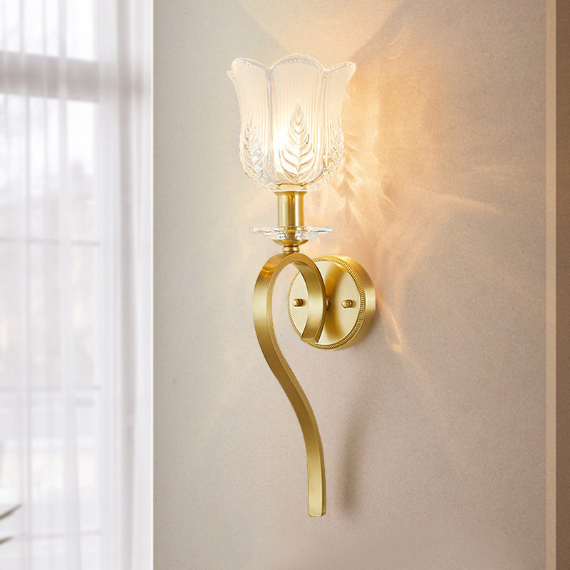卧室床头壁灯美式轻奢客厅楼梯灯欧式复古主卧法式高级感全铜墙灯