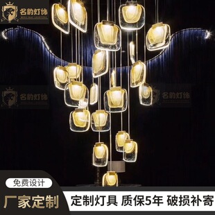 现代水晶灯房地产销售处艺术吊灯售楼部沙盘吊灯别墅复式楼梯吊灯