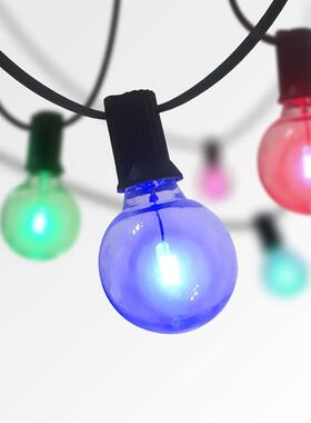 批量G40太阳能灯串100FT可调光幻彩音乐律动RF控制RGB灯串