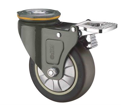 SUPO 向荣 5寸 TPR 静音 孔顶 带双刹车万向脚轮J03S-03A-125-411