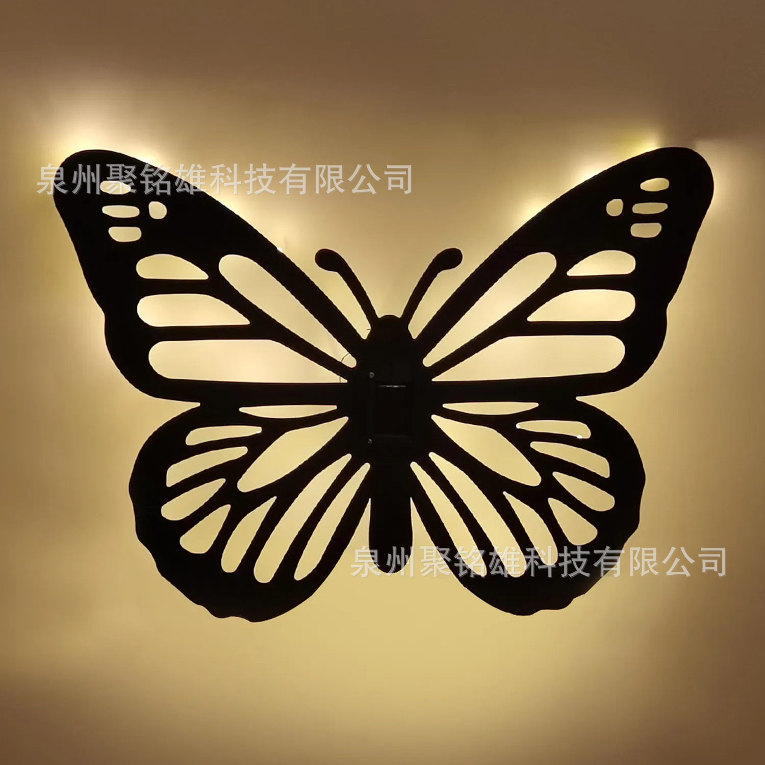 跨境太阳能蝴蝶蜻蜓壁挂灯 LED壁挂金属铁皮装饰灯 户外太阳充电
