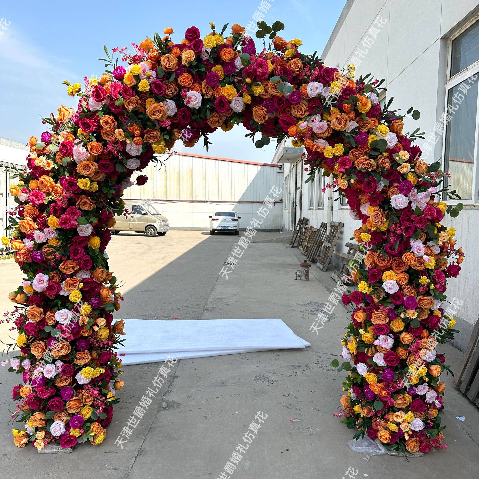 外贸出口婚礼绢花花架拱门造型餐厅酒店布置2.4*2.4m花门