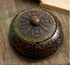 厂家直供树脂烟灰缸家用复古中式湮灰缸创意回字工艺装饰烟缸批发