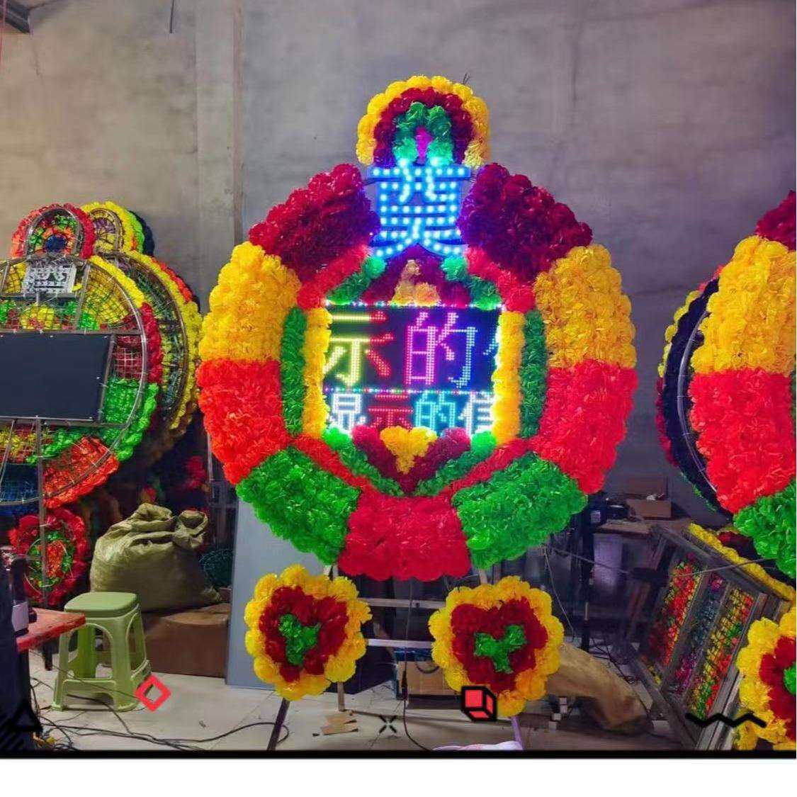 LED电子仿真花圈全彩屏绿色环保可循环使用高档电子花圈