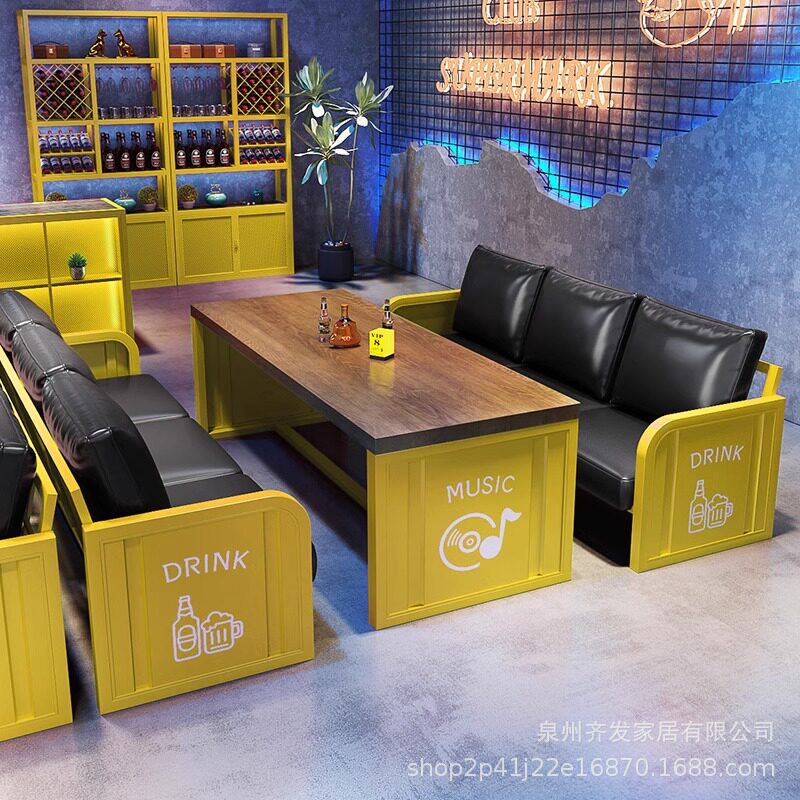 工业风酒馆清吧酒吧卡座沙发餐饮店咖啡网红餐厅烧烤店音乐餐吧桌