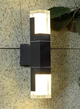 户外防水壁灯 现代简约创意LED超亮双头方形防水亚克力外墙庭院灯