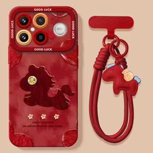 油画飞马适用红米K90手机壳redmi小米K90ProMax套2026马年k80新款 k40过年k30红色k20 K70防摔k60硅胶k50新年款