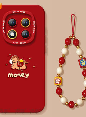 适用红米note15pro手机壳+小米note14套Note13钱袋小马12新款2026马年11新年款Redmi硅胶10防摔9过年RED红色8