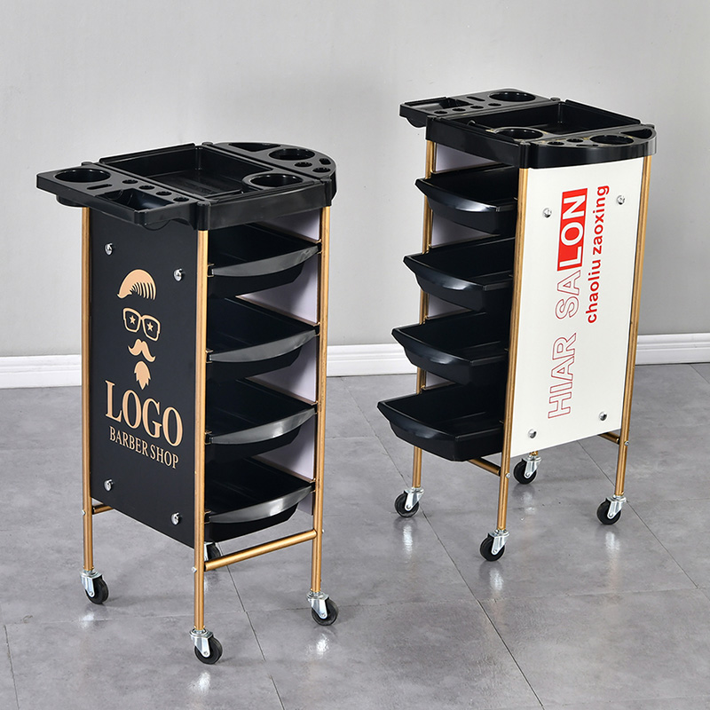 新款复古美发车发廊工具小推车理发店烫染发型师加固专用手推杠车