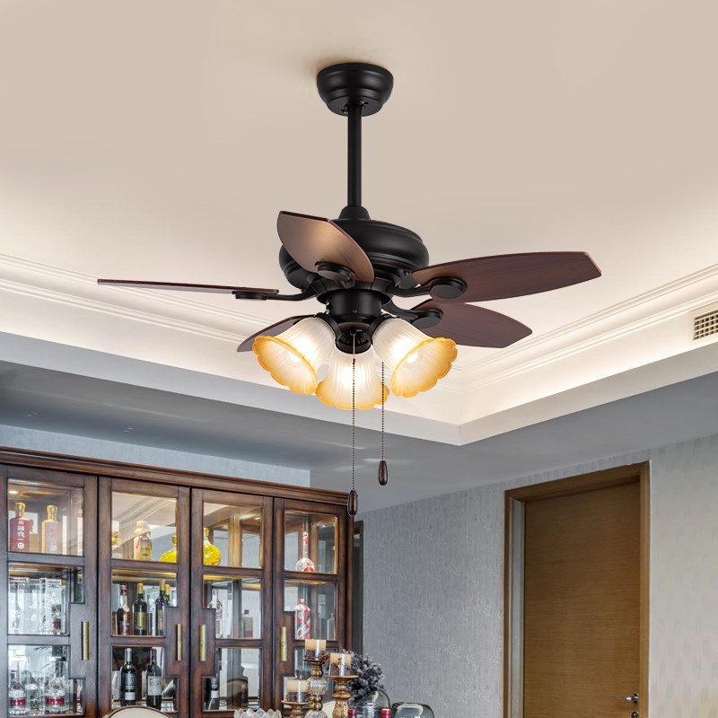 美式风扇灯吊扇灯2021年新款餐厅卧室中式复古轻奢家用36风扇吊灯