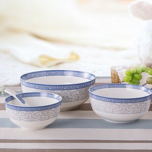 2024新款陶瓷7/8吋面碗斗碗护边大汤碗中式家用餐具富贵园釉中彩