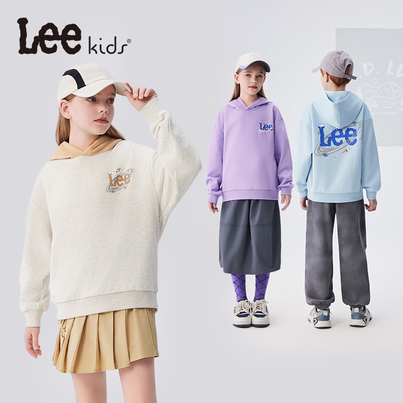 LeeKids男女同款刺绣连帽衫