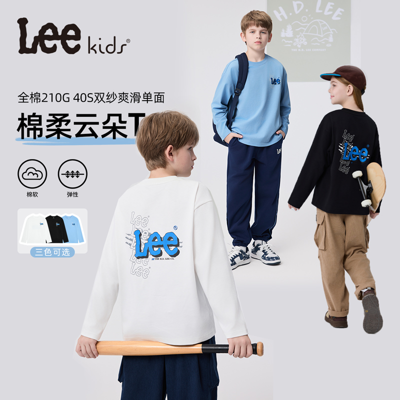 Lee Kids新款2025长袖休闲透气男女同款长袖T恤