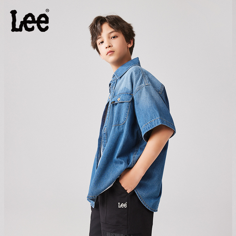 leekids儿童牛仔衬衫2025新款