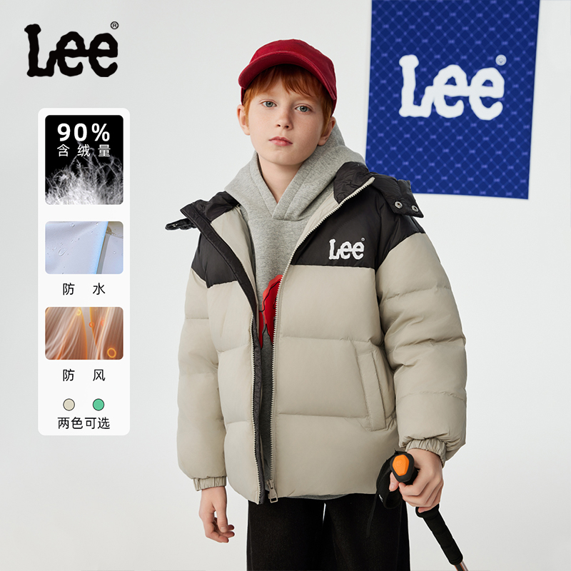 Leekids男童女童羽绒服保暖连帽
