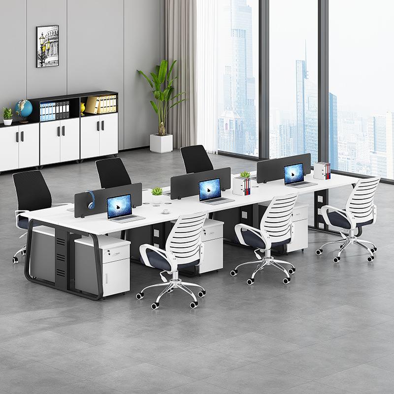 职员办公桌3/5/6人位屏风电脑桌卡座简约现代多人位员工桌椅组合